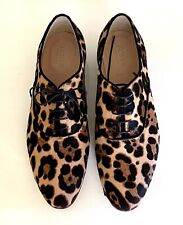 NIB J Crew Collection size 8 calf hair Oxford flats hazelnut leopard A9763 350