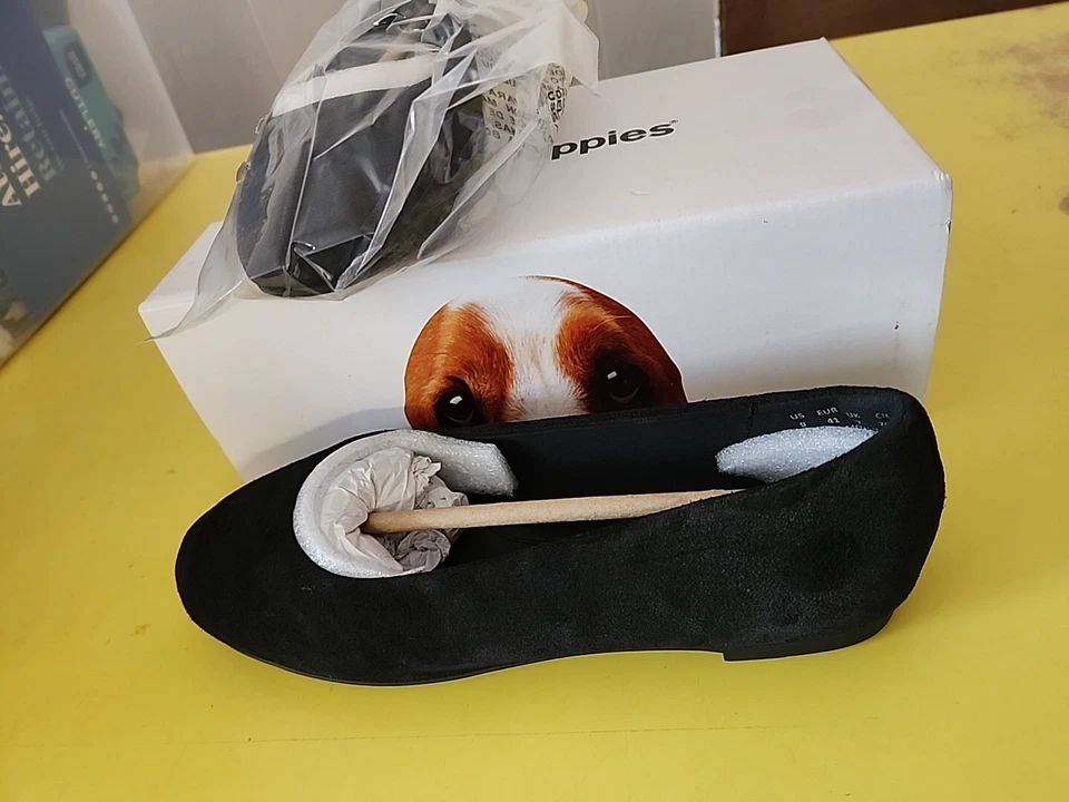 Cojín Hush Puppies para mujer Kendal ballet gamuza sin cordones negro tallas 6,7,9 Foto 2 de 4