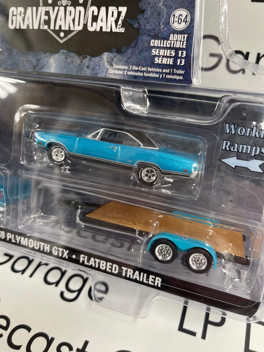 GREENLIGHT 1967 Dodge D-200 1969 Plymouth GTX Trailer 1:64 Diecast