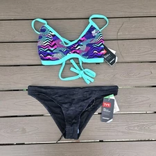 TYR Durafast Womens Teramo Crosscut Tieback Bikini Multicolor Purple Sz M New