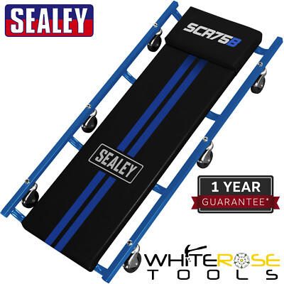 Sealey Creeper Deluxe American-Style Steel 6 Wheels Blue Garage Mechanic 36''