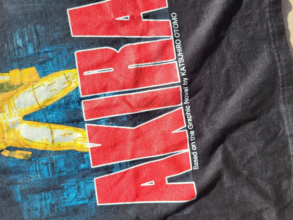VTG Y2K Akira Anime Japanese Manga Black Graphic T-Shirt Reprint Cotton XL - Image 2 of 4