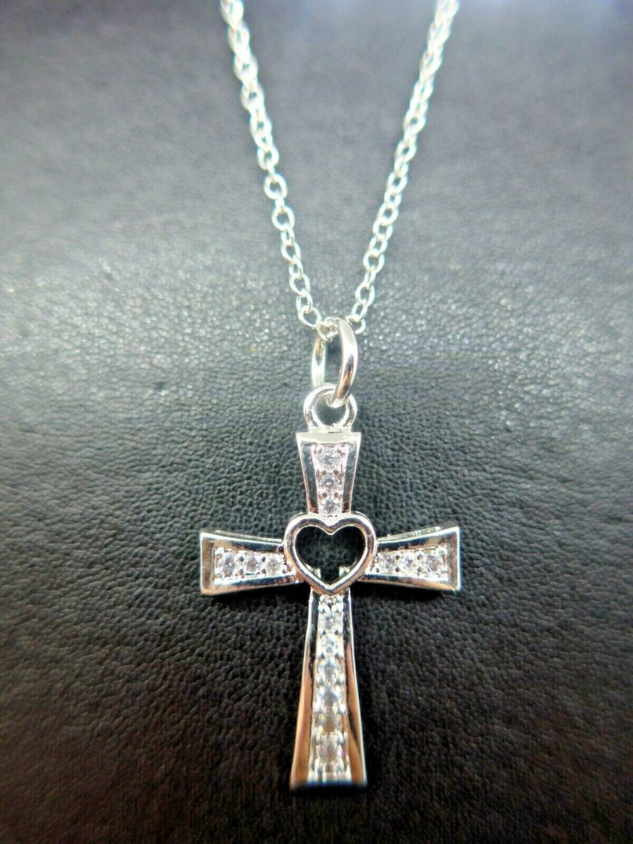 Silver heart hotsell cross necklace