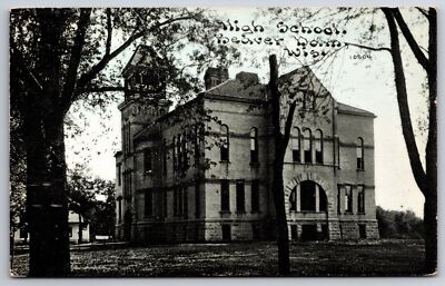 Beaver Dam Wisconsin~High School w/Belltower~Arch Windows~CU Williams c1910