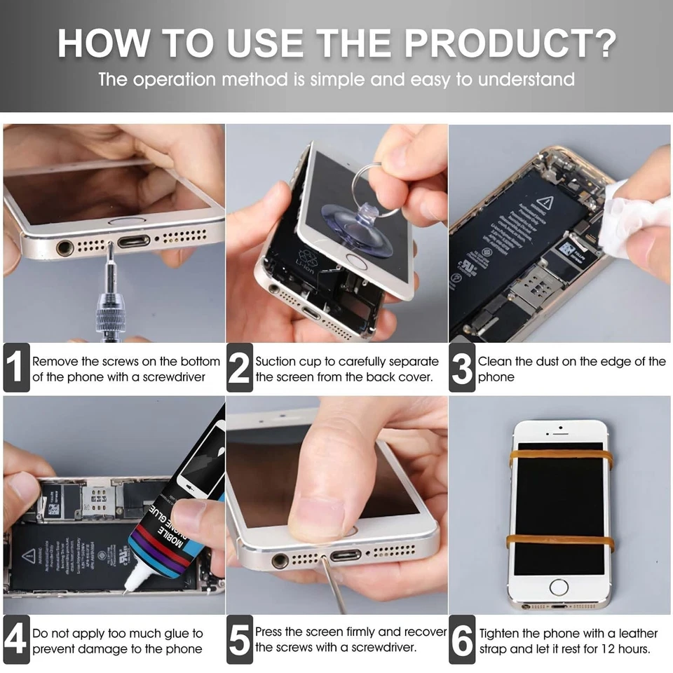 Colla Schermo Cellulare  Colla per Display Smartphone  Colla Computer   110ML - Immagine 3 di 4