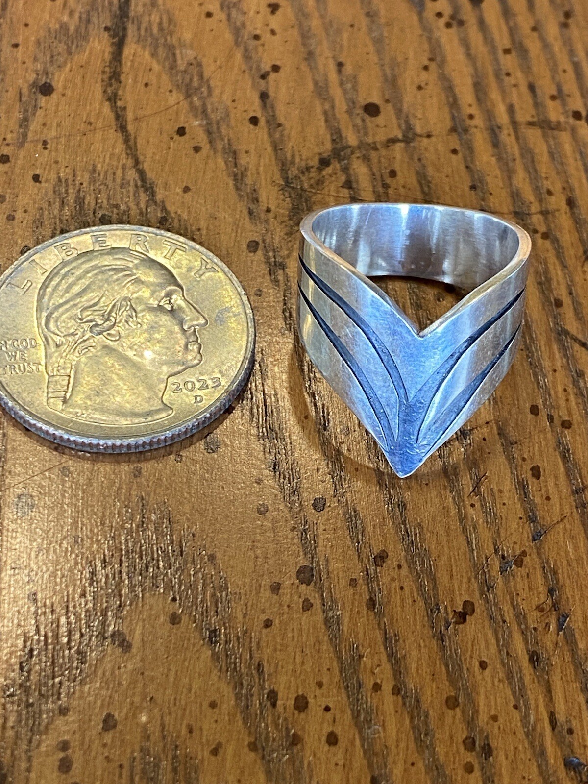 Sterling Silver Ring 925 Pointer Scrollwork Wide … - image 6