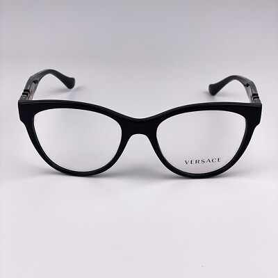 Versace Women Eyeglasses Black Demo Cat Eye VE3304 GB1 NEW AUTHENTIC