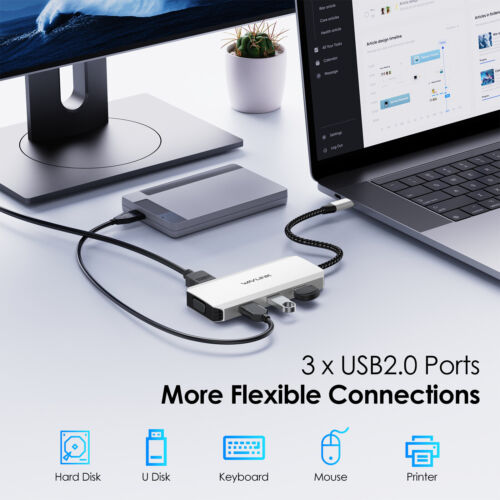 USB C Laptop Docking Station Quad Monitor 3xUSB2.0 for Dell/HP/Lenovo/Thinkpad - Picture 9 of 11