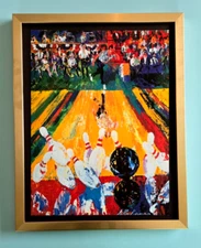 LEROY NEIMAN + BOWLING CHAMPIONSHIP + 1980'S PLATE SIGNED PRINT FRAMED W