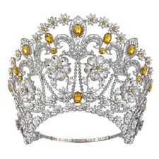 12cm Tall Crystal Tiara Crown Wedding Queen Princess Prom Adjustable For Women