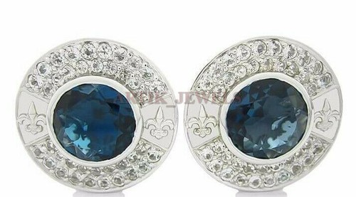 Bracelet manchette en argent sterling 925, turquoise et topaze bleue