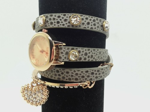 Damen Strass Armband Uhr Retro Wickelarmband aus Leder Damenuhr 300664 - Picture 3 of 7