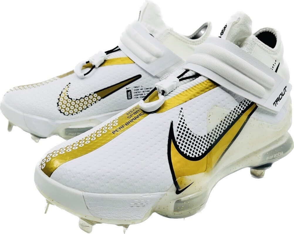 Nike Men's Air Force Zoom Mike Trout 7 White Gold Baseball Cleats