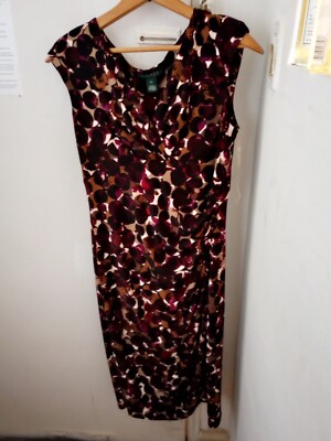 Lauren Ralph Lauren Dress Geometric Stretch jersey fabric Faux Wrap Size 10  | eBay
