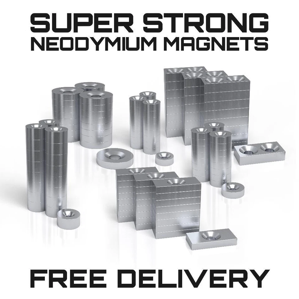 Strongest N38 Magnets Countersunk Various 8mm - 20mm Hobby DIY Industrial Magnet