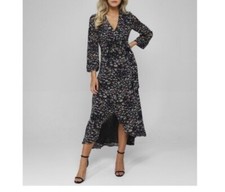 *NWT* Ganni Georgette Floral Print Wrap Midi Dress, Size 36/US 4