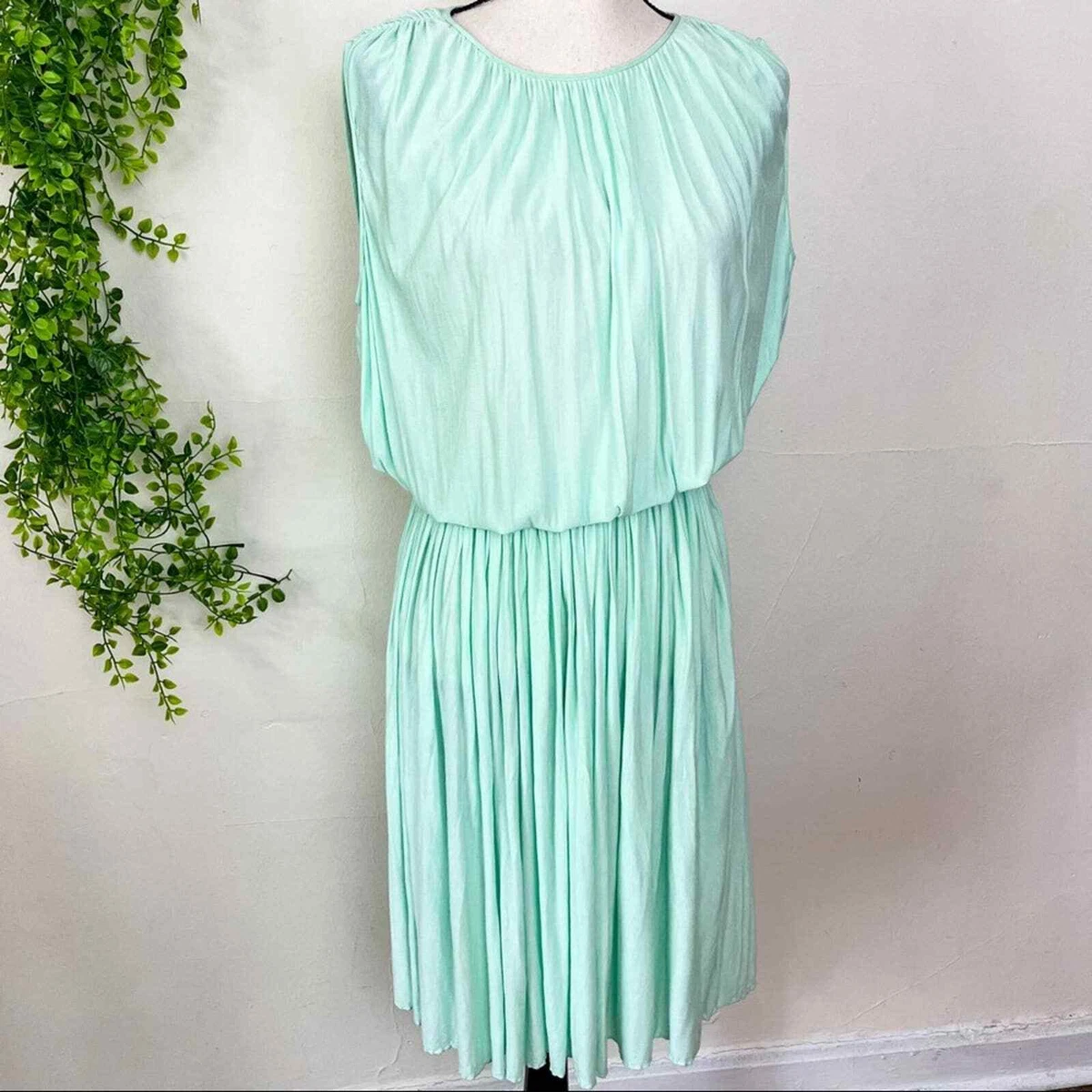 Tibi Mint Green Silk Pleated Summer Dress 2