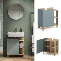 Waschbeckenunterschrank Karen Sonoma Blau 60 X 65 Cm TüR Offene FäCher Vicco