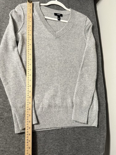 $178 AQUA CASHMERE 100% Cashmere Women's Small Soft Knit Sweater Gray Ribbed - Picture 8 of 9