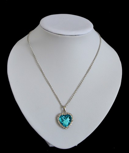 Halskette Herz Collier Set Kette Anhänger Kristall Facette 4Farben Strass Silber - Bild 3 von 5