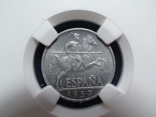 1953 Spain Five Centimos NGC UNC 5C Coin PRICED TO SELL NOW! - Picture 2 of 4