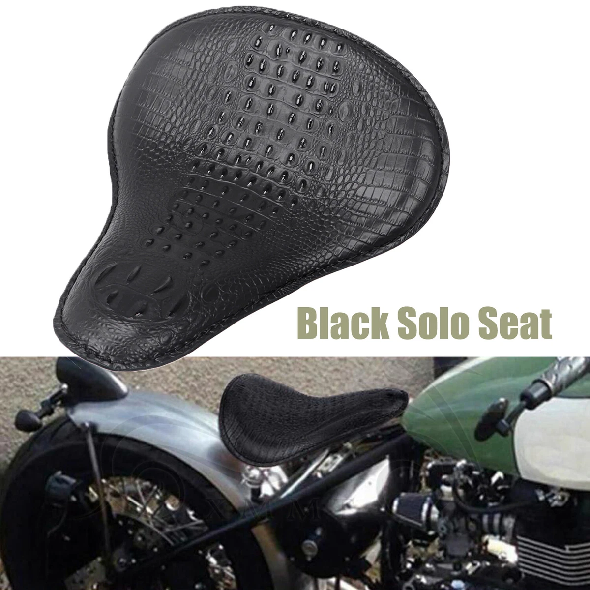 Black Alligator Leather Solo Seat Set Fit For Harley Dyna Street