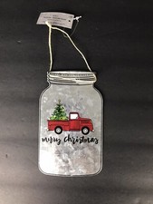 2021 Merry Christmas Hanging Ornaments Tree on Red Truck Ornament Xmas Decor