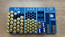 Battery Organizer Box - Fits 30 AA, 40 AAA, 8 9V, 20 CR2032, 10 CR2450