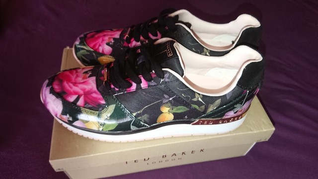 Ted Baker Kelleit Womens Trainers Pink Floral Shoes 6 Uk For Sale