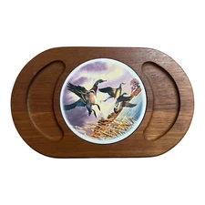 Mallard Duck Cheeseboard with Ceramic Tile Serving Tray Avon 12.5 x 8" Vintage