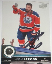 ADAM LARSSON SIGNED 17-18 UPPER DECK EDMONTON OILERS CARD AUTOGRAPH AUTO!!