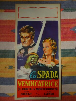 Locandina LA SPADA VENDICATRICE Robert Donat IL CONTE DI MONTECRISTO Poster 1934