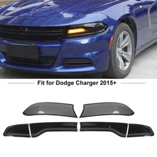 Front Head Light & Taillight Guard Trim Cover For Dodge Charger 15+ Smoked Black