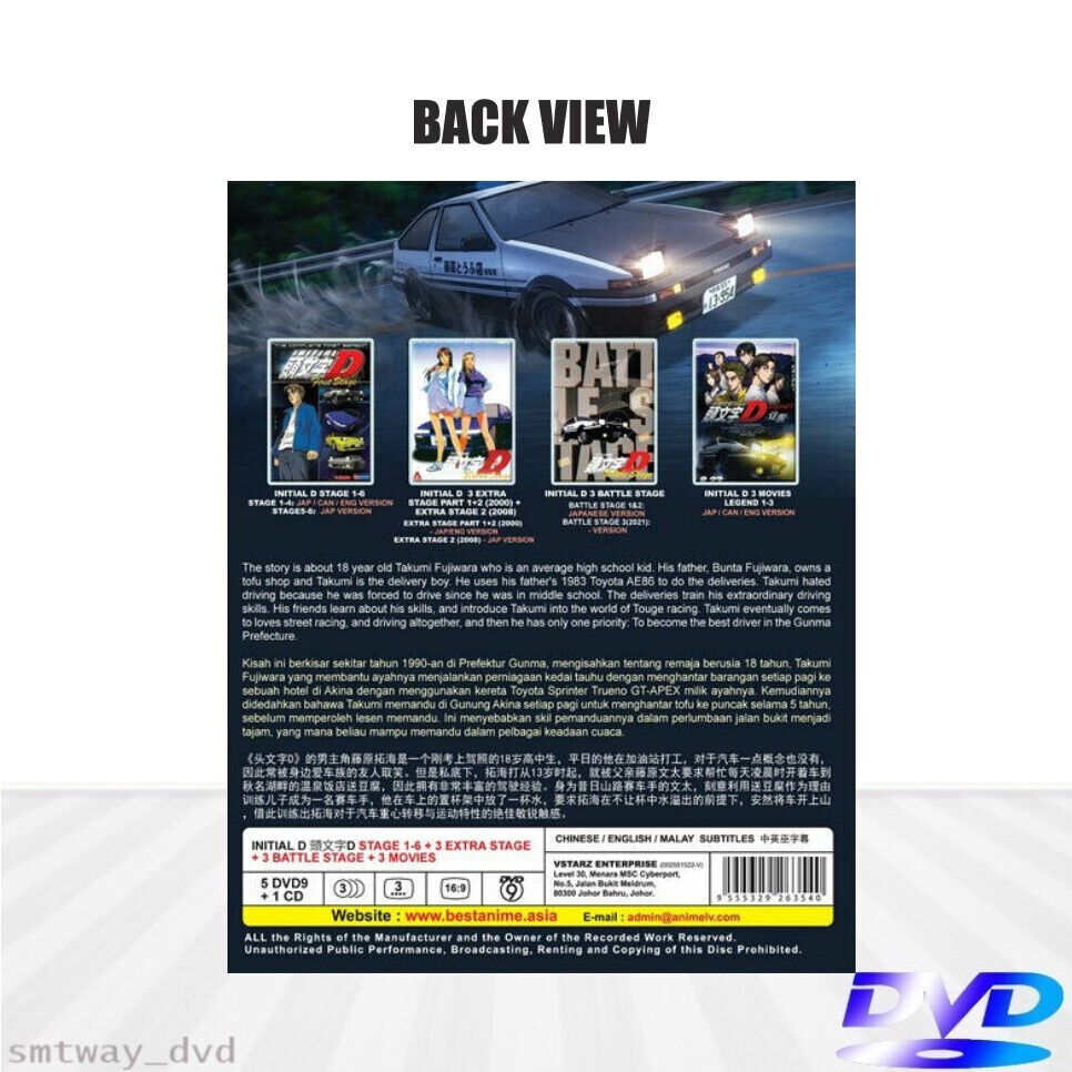 DVD Anime INITIAL D Stage 1-6 + 2 Movie + 2 OST All Region English Subtitle