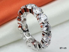 6.4 CTW CZ ROUND CUT ETERNITY ENGAGEMENT RING WEDDING RING~14 STNS~ET15-MXF
