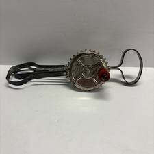 Vintage Betty Taplin Child's Metal Miniature Egg Beater Red Wood Handle 5 3/8"
