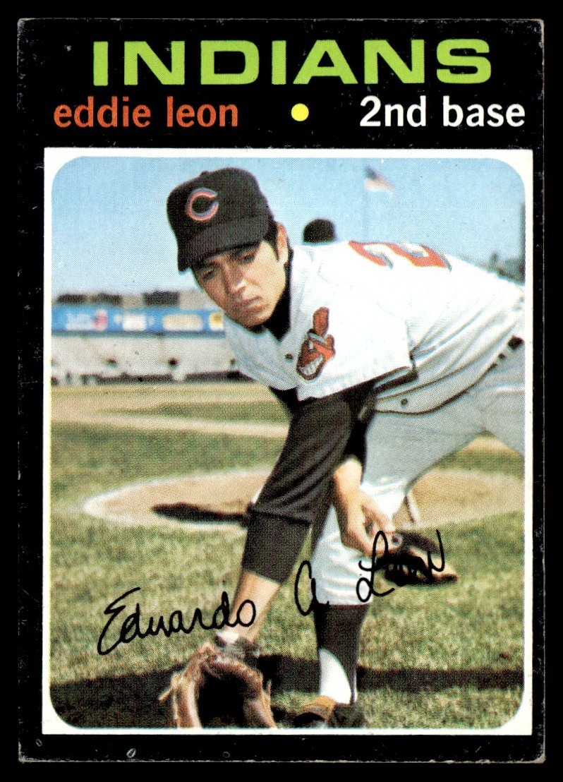1971 Topps Card Eddie Leon Cleveland Indians #252 Baseball EX+