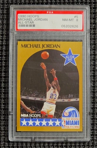MICHAEL JORDAN 1990-91 Hoops basketball #5 All-Star card PSA 8 Chicago Bulls NBA