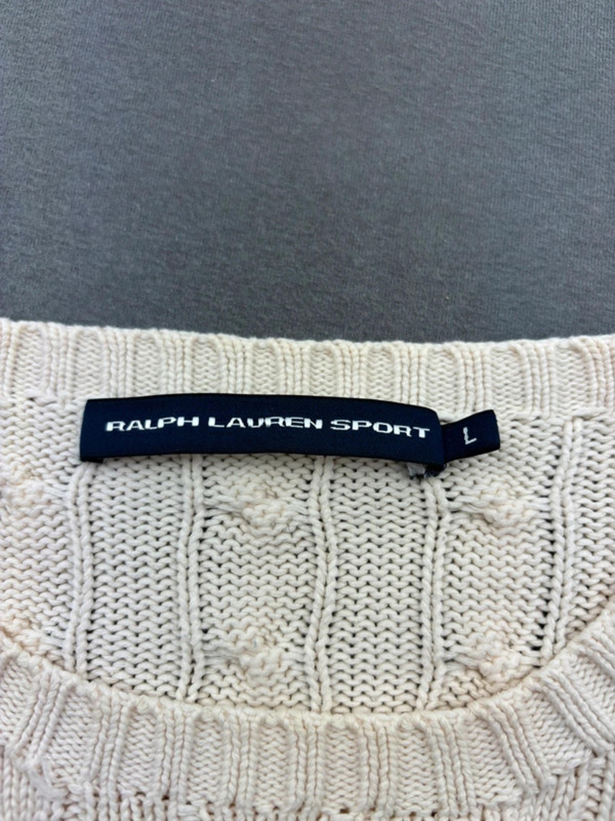 Women’s White Ralph Lauren Cable Knit Crew Neck Jumper Size Large image 3