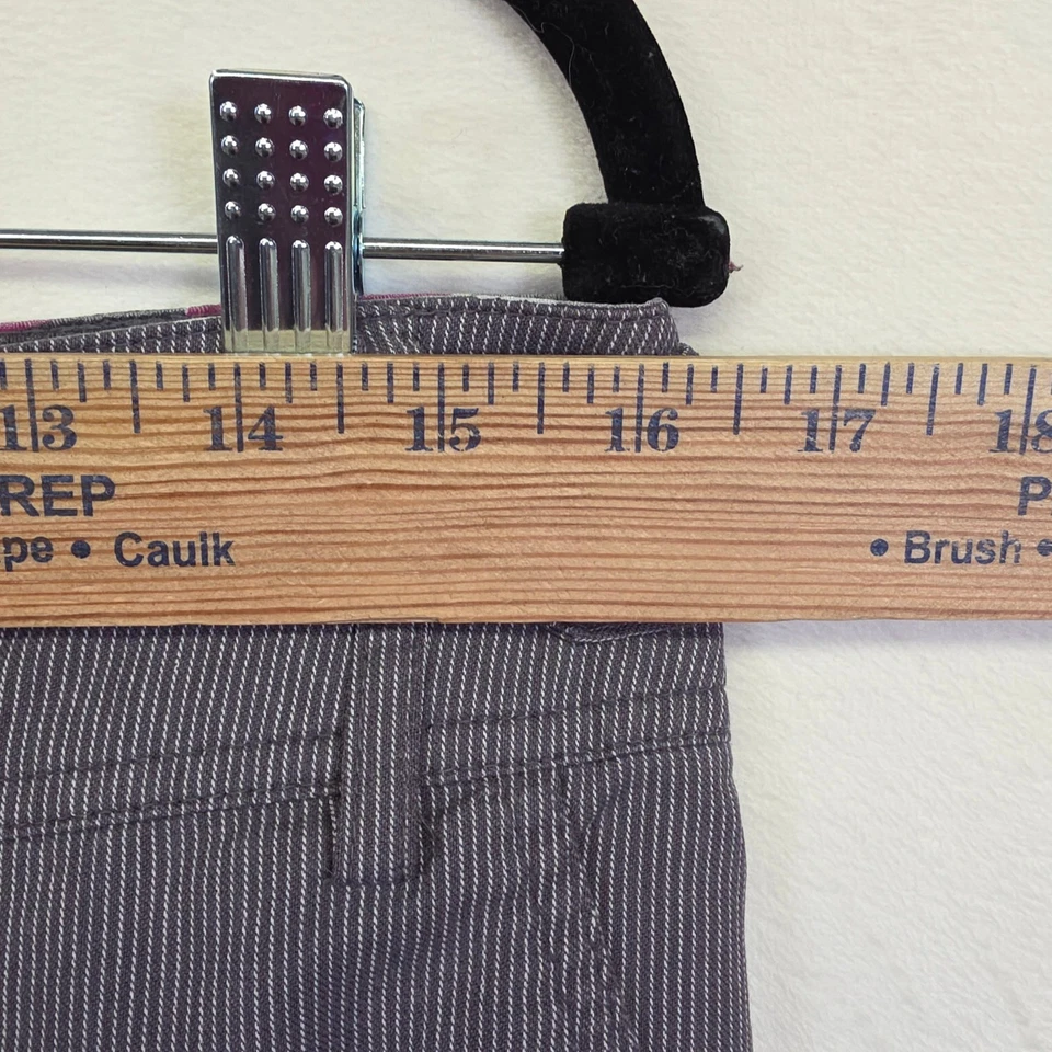 Pantalones Y2K Maurices Mujer 3/4 Gris Pierna Ancha Tiro Bajo Rayas Marinero Oficina Chic Foto 4 de 4