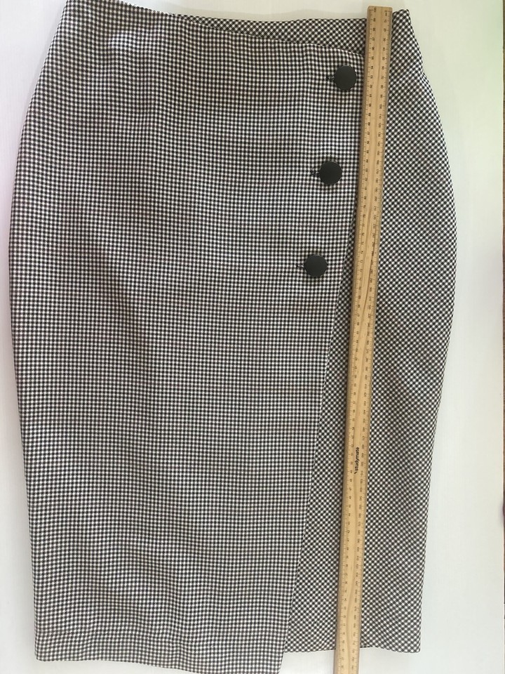 Dorothy Perkins UK1 US6 pencil midi wrap skirt Lined Plaid work corporate