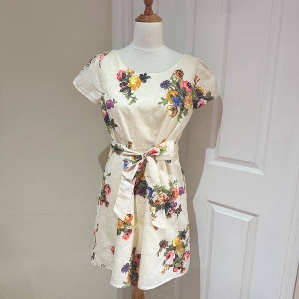 Princess Highway Size 12 Cotton Floral Fit & Flare Mini Dress Tie Waist Summer