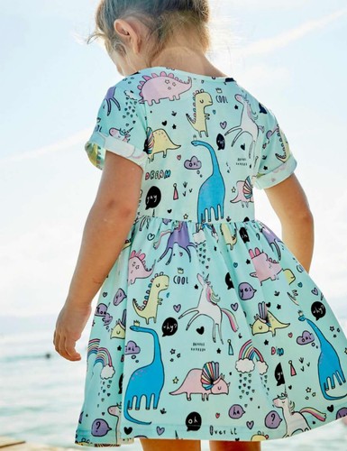 Toddler Girl's Dinosaur Summer Dresses Clothes,Short Sleeve Casual Outfits 4t... - Picture 4 of 5