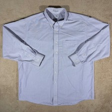 Vintage LL Bean Button Down Shirt 17-34 USA Single Needle Striped Blue/White