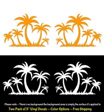Tropical Palm Trees Two Pack 5" Vinyl Decals Car Laptop Window Any Flat Surface