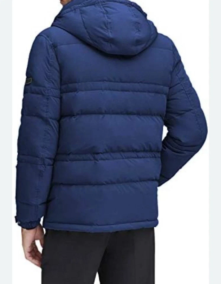 ndrew Marc Huxley Down Puffer Jacket Removable Hood Ink Blue L - Image 3 of 4
