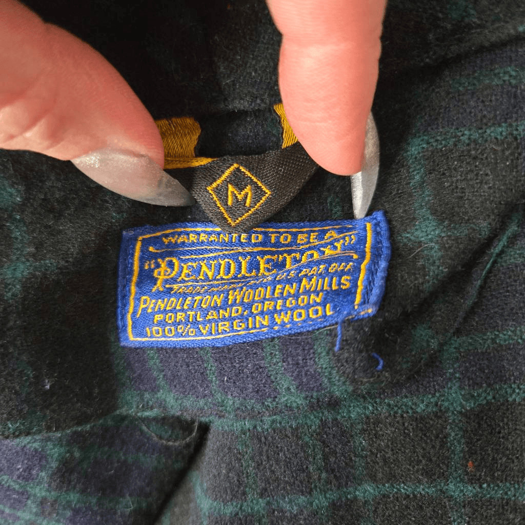 Pendleton Wool Plaid Robe Size Medium Vintage Gre… - image 9
