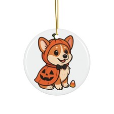 Halloween Corgi Ceramic Ornament
