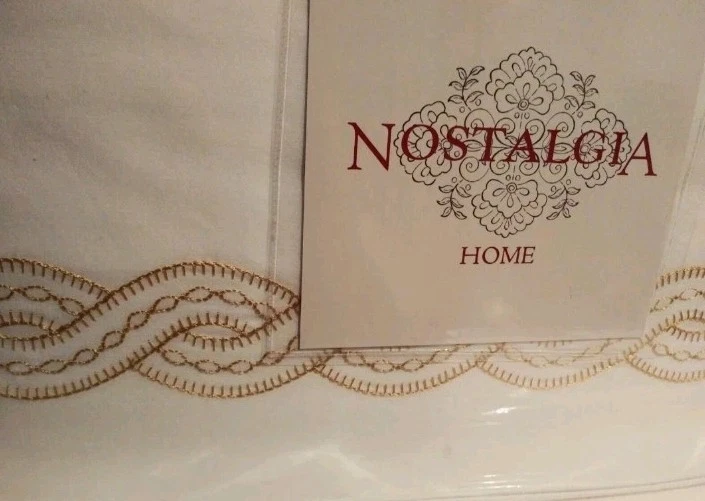 Nuevo JUEGO DE EDREDÓN KING NOSTALGIA HOME Gabrielle Blanco Con Bordado Dorado Foto 4 de 4