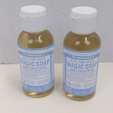 Dr Bronners Baby Unscented Pure Castile Magic Soap 2oz Travel Size Lot of 2